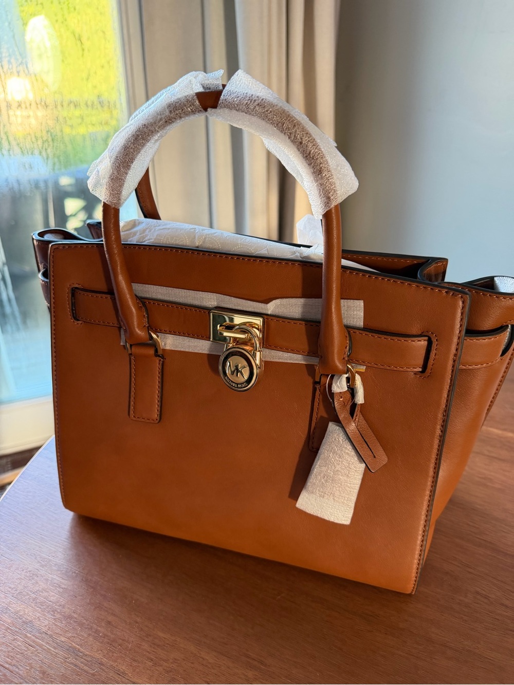 Michael Kors Tan Leather Satchel with Gold Hardware